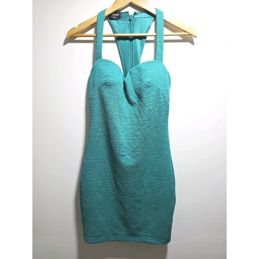 Bebe Women's Cocktail Party Green Mini Dress Size Small/Petite Sleeveless